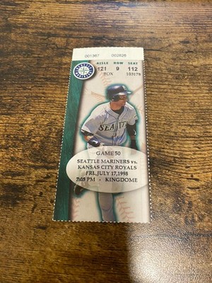 1998 Seattle Mariners vs Kansas City Royal Ticket July 17 Griffey A rod 23 runs