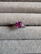 1CT Cushion Cut Purple Sapphire Lab Grown Ring Size L 18K Plated S925