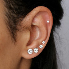 10 Pairs CZ Stud Earrings Women Hypoallergenic Surgical Steel Tiny Stack Set