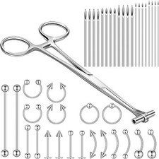 41 Pieces Body Piercing Tool Kit Include Septum Forceps Clamp Pliers 20 Pcs...