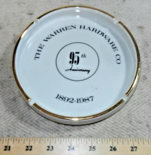 Vintage Warren Hardware Co. 95th Anniversary 1892-1987 Ashtray Ohio Ceramic (C)