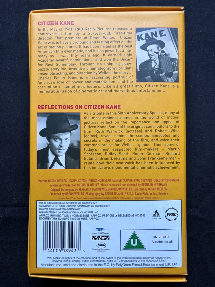 Orson Welles 1941 Citizen Kane VHS PAL - Image 2 of 4