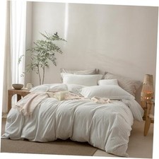 Linen Feel Pinstriped King 104" x 90" Stripe: White-sage Green no Comforter 