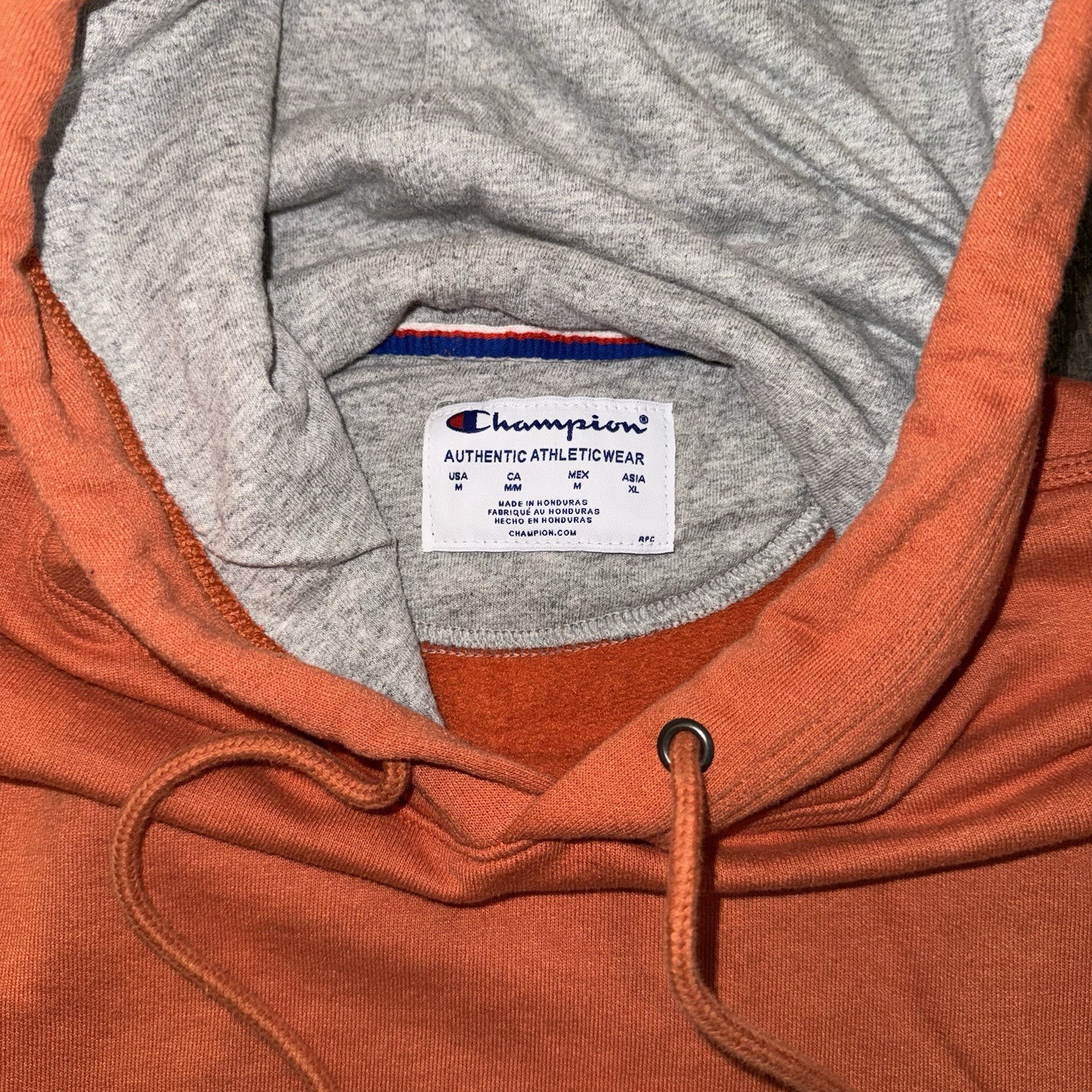 Champion Basic Orange Athletic Pullover Hoodie Me… - image 3