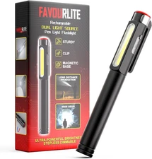 Pen Light Flashlight, 800 Lumens LED Pen Flashlights Rechargeable 6 Modes COB Ma