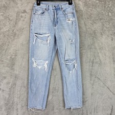 American Eagle Outfitters Mom Jeans Womens 00 X-Short High Rise Distressed Denim