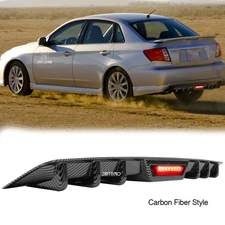 Car Rear Lower Bumper Diffuser Spoiler w/ LED Light For Subaru Impreza WRX Sedan
