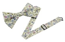 Floral Bowtie for Men and Kid - Pretied Bow Tie L  adult, youth  Sage and Blue