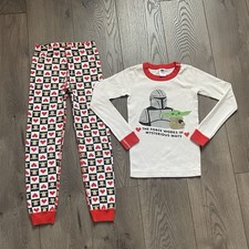 Hanna Andersson Star Wars The Mandalorian Hearts Kids Size 8 Long John Pajamas