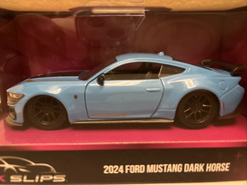 NEW 2025 Jada Toys Pink Slips 2024 Ford Mustang Dark Horse Blue 1:32 - Image 2 of 4