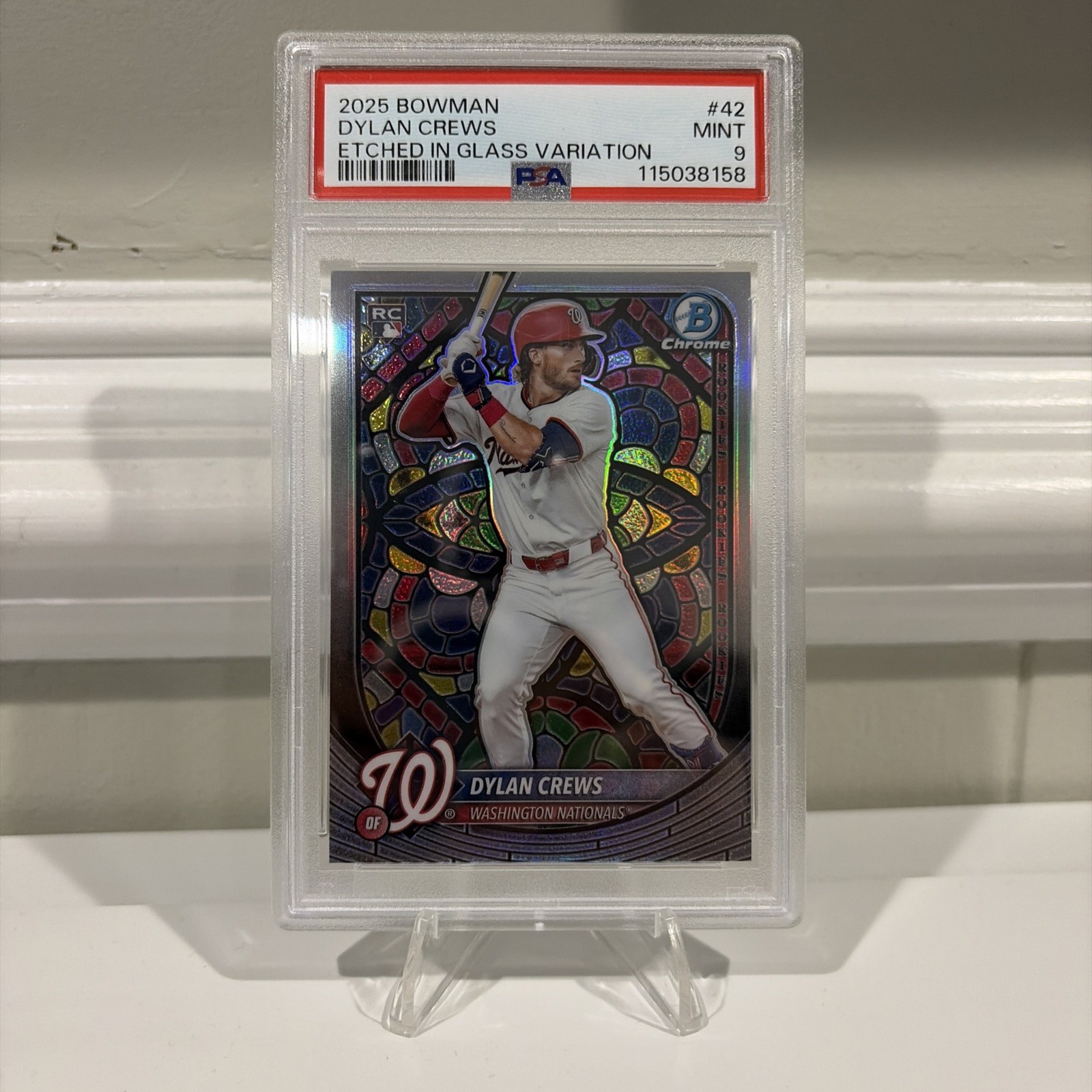 2025 Bowman Chrome Dylan Crews Etched In Glass Variation Rookie PSA 9 🔥🔥 Nats