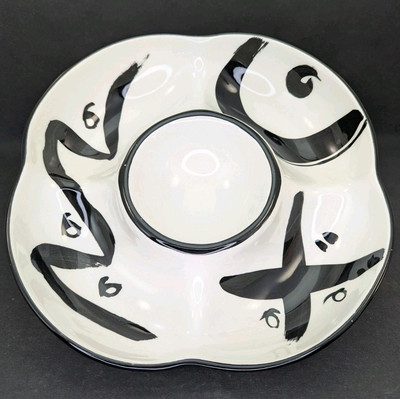 Mikasa Reggae LGA02 Black White Chip Dip Serving Tray Vintage