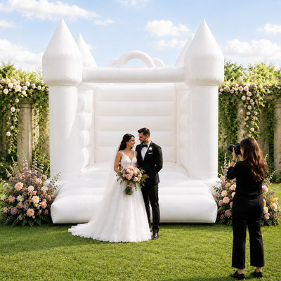 Commercial Inflatable Bounce House White Wedding Jumping Castle NO Blower