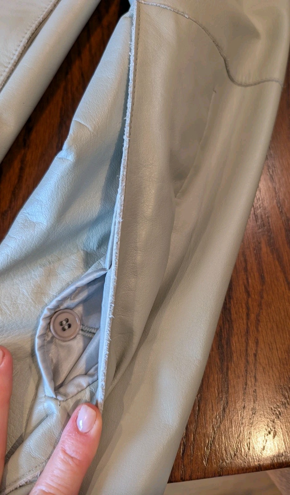 Max Studio Gray Collarless Leather Jacket Women’s… - image 11