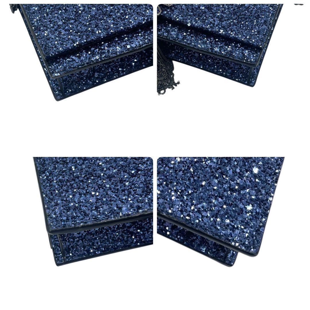 YVES SAINT LAURENT Kate Leather Chain Wallet Shoulder Bag Metallic blue Glitter thumbnail 6