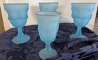 4 Vintage Westmoreland Glass Blue Frosted Satin Goblets — photo 3