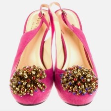 Kate Spade ITALY CRYSTAL EMBELLISHED LENORA PLATFORM SLINGBACK STILETTO 9.5 BOX