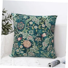 William Morris 18" x 18" (Pack of 1) Teal Green Blue Vintage Floral Botanical