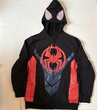 Marvel Spiderman Full Zip Hoodie Jacket Youth Size L Black Red Large Boys Comics