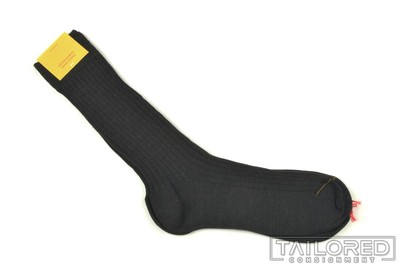 NWT - JOHN LOBB Solid Dark Gray Wool Blend Mens Luxury Socks - Size 13 Short