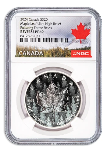 2024 Canada 1 oz Silver Maple Leaf Pulsating Forest UHR Reverse Proof NGC PF69