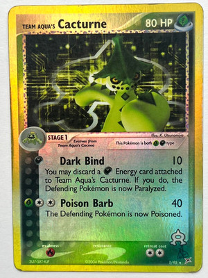 Team Aqua's Cacturne 1/95 Team Magma vs Team Aqua Reverse Holo (see desc)