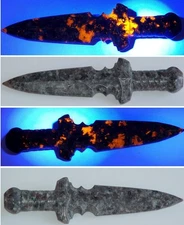 Yooperlite Knife Dagger 5.75” Carved Crystal Sword 70g UV Glow Stone Carving