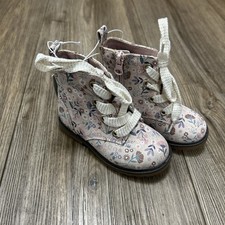 Cat And Jack Toddler Giovanna Zipper Slip-On Lace-up Floral Combat Boots Size 7