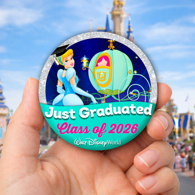 Cinderella | Graduation 3  Button | Walt Disney World Pin Back