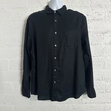 UNTUCKit Mens Casual Button Down Shirt XL Black Wrinkle Resistant Linen O12