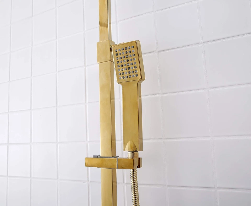 Anti-Kalk mit Thermostat Duschkopf Duschset Duscharmatur Duschsäule MessingGold - Bild 2 von 4