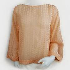 Soft Surroundings Top Set Sz M Peach Polka Dot Flocked Flare Sleeve Jersey Tank
