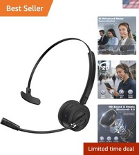 Bluetooth Headset with Microphone, Single-Ear On-Ear Headphones, Lightweight ...