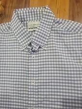 Lucky Brand Button Down Shirt Mens M Gray Checks Casual Preppy Cotton Slim Fit