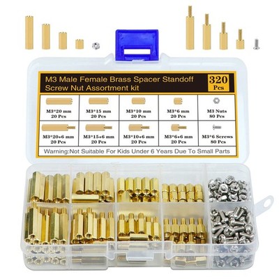 320Pcs M3 Motherboard Standoffs&Screws&Nuts Kit, Hex Male-Female Brass Spacer...