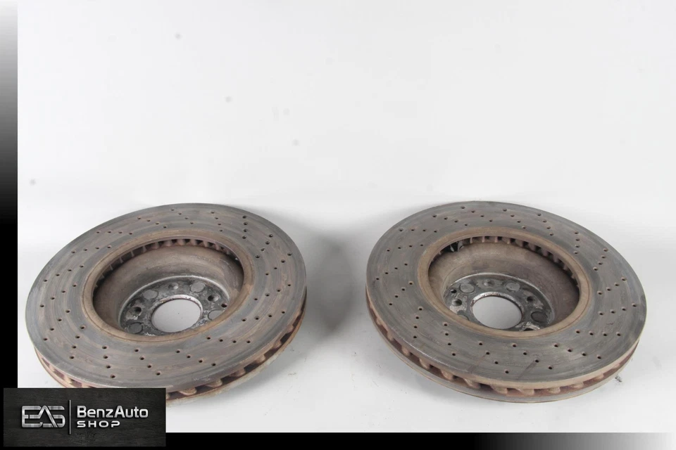 Juego de 2 rotores de freno delanteros izquierdo y derecho Mercedes R230 SL55 CLS55 AMG CL550 OEM Foto 4 de 4