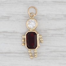 Simulated Garnet January Birthstone Girl Pendant 14k Gold Cubic Zirconia Charm