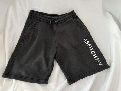 Abercrombie Kids A&Fitch Fleece Shorts Boys Size 11/12 Black Logo Sweat Shorts