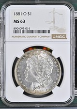 USA Morgan Dollar 1881 O - NGC MS 63