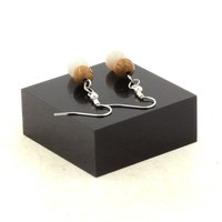 Steine Und Mineralien. Ohrringe 2 Perlen Achat Bambusblatt + Holz