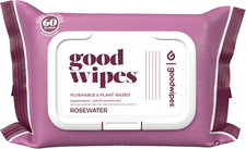 Goodwipes Flushable Butt Wipes with Vitamin E  Aloe, 60 Count, Rosewater