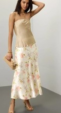 LoveShackFancy Women's Booker Floral Skirt Off White 100 Silk Size M