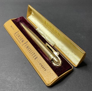 Ronson " Penciliter " Stift und Benzinfeuerzeug 14k vergoldet in OVP