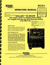 Fuente de alimentación de soldadura Lincoln Welders Idealarc TIG-250/250 MANUAL DE OPERACIÓN DEL PROPIETARIO