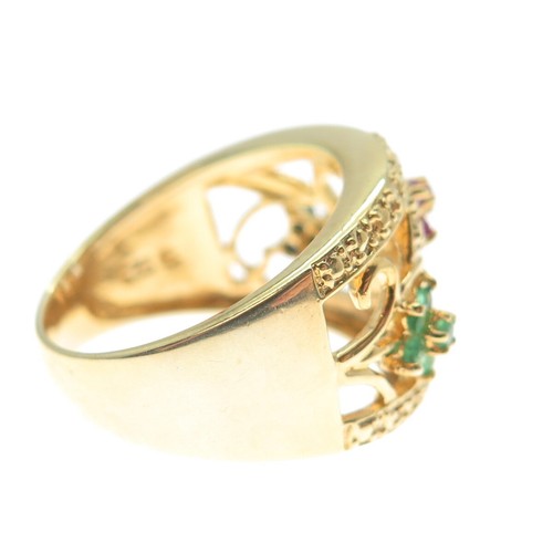 ROSS SIMONS 925 Sterling Gold Plated Real Diamond & Multi-Gem Ring Size 7.25 - Picture 6 of 9
