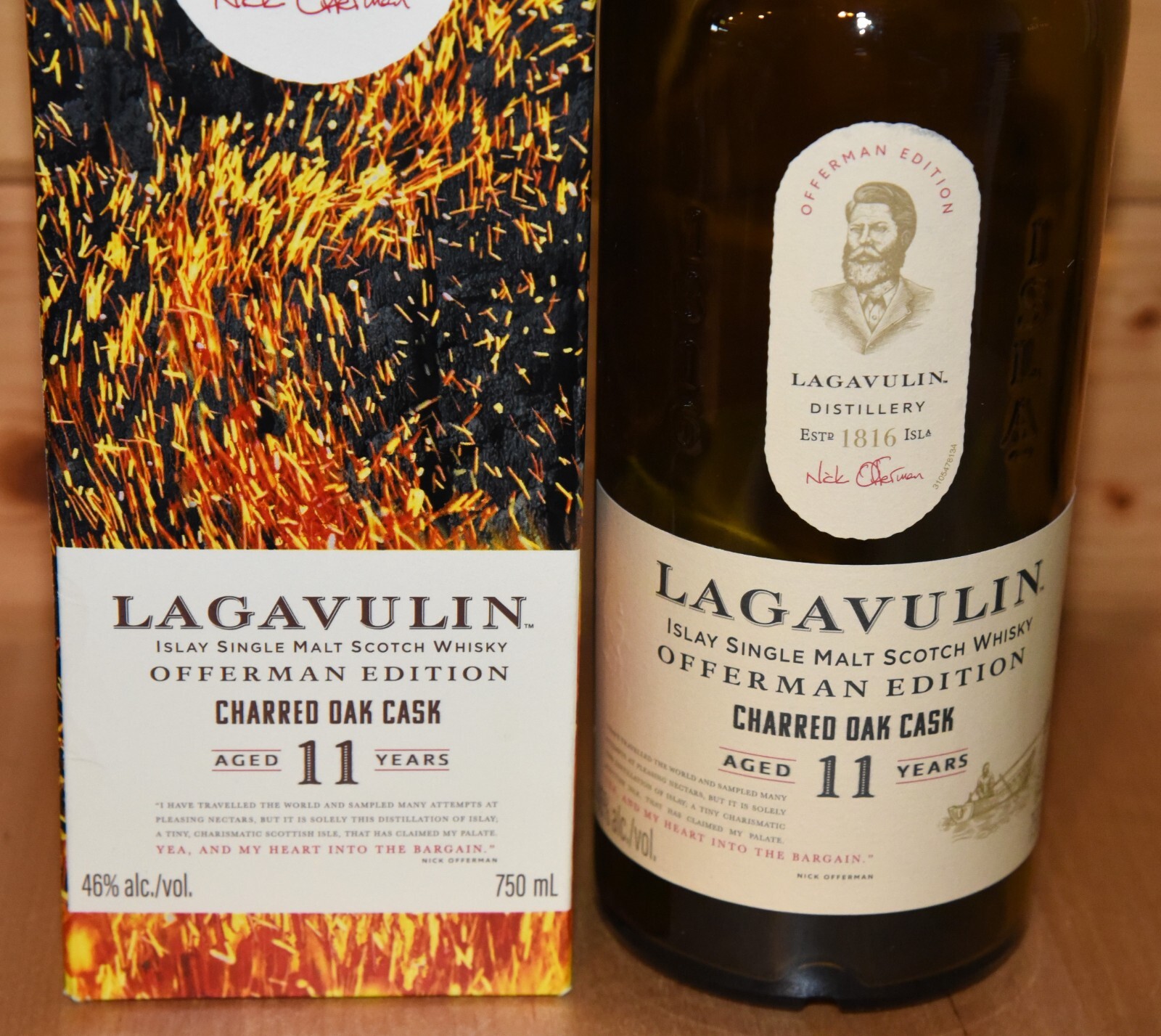 Lagavulin 11 Scotch (Islay) Offerman Ed. Empty 750ml Bottle with Cork Cap & Box