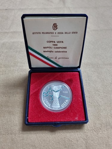 IPZS Medaglia Coppa Uefa 1989 Napoli Campione Ag 986 Full Set - 第 1/8 張圖片