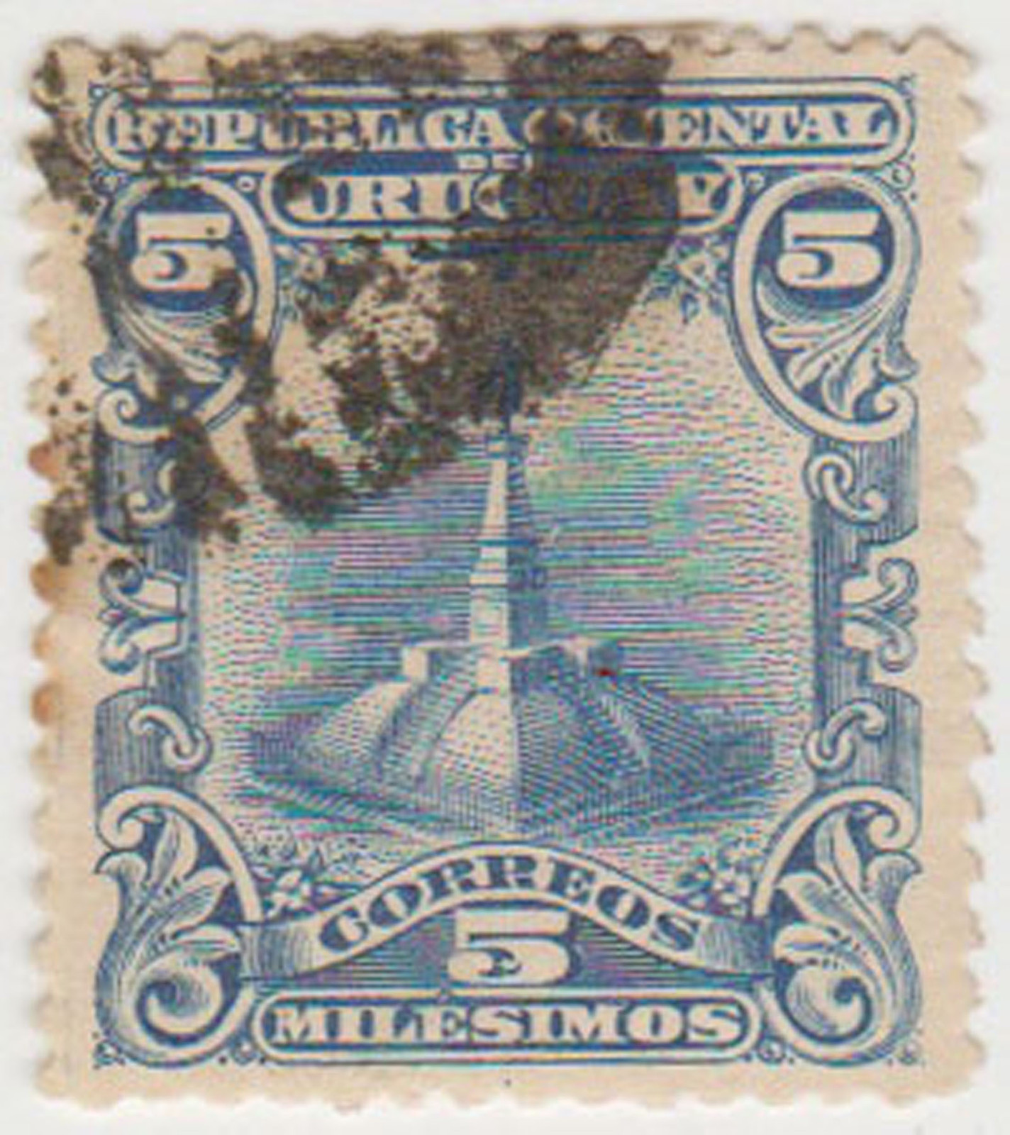 (UG-21) 1900 Uruguay 5c green Blue