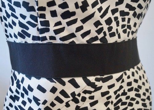 PAULE KA Black & White Cotton Silk Geometric Print One Shoulder Dress 36 UK8 - Picture 5 of 12
