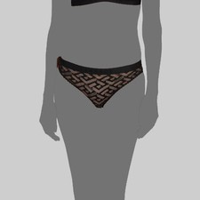  150 Versace Women's Black Tulle Monogram Bikini Brief Underwear Pantie Size 3